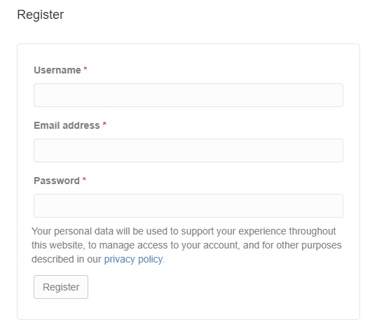WooCommerce default register form